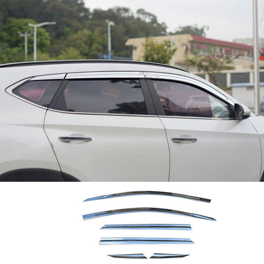 ya 4 6.17 for Hyundai for Tucson 2016-2021 Chrome Window Visor Sun Rain Guard Vent Shade Cover