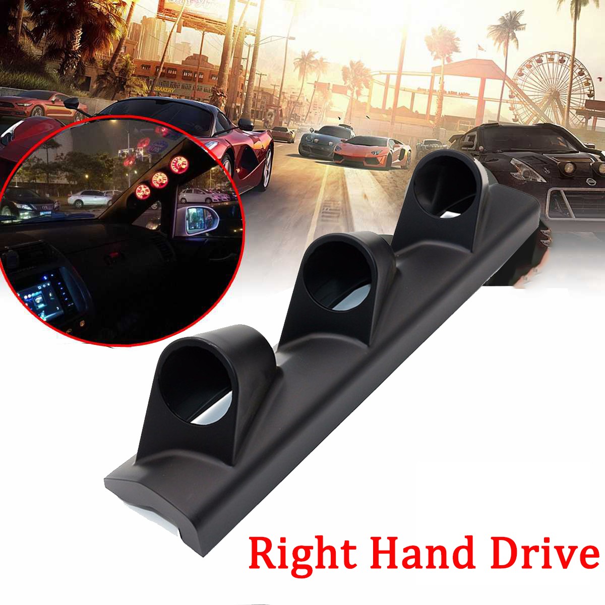 ya 1 7.8 2 inch 52mm Right Hand Drive Pod A Pillar Triple 3 Hole Mount Gauge Holder Black