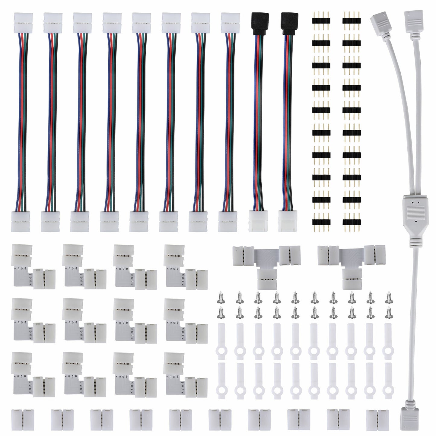 ya 28 75Pcs/set 4Pin RGB 5050 LED Connector LED Strip Light Connectors Accessories Kit