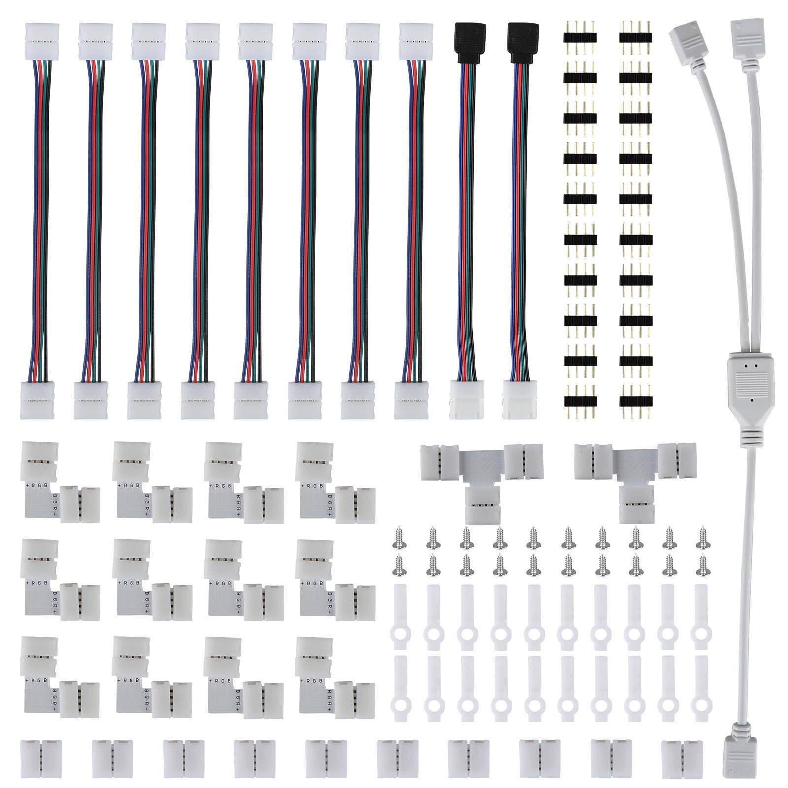 ya 28 75Pcs/set 4Pin RGB 5050 LED Connector LED Strip Light Connectors Accessories Kit