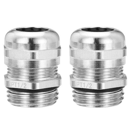 ya 2 6.30 2Pcs NPT1/2 Cable Gland 6-12mm Threaded Waterproof Connector Silver
