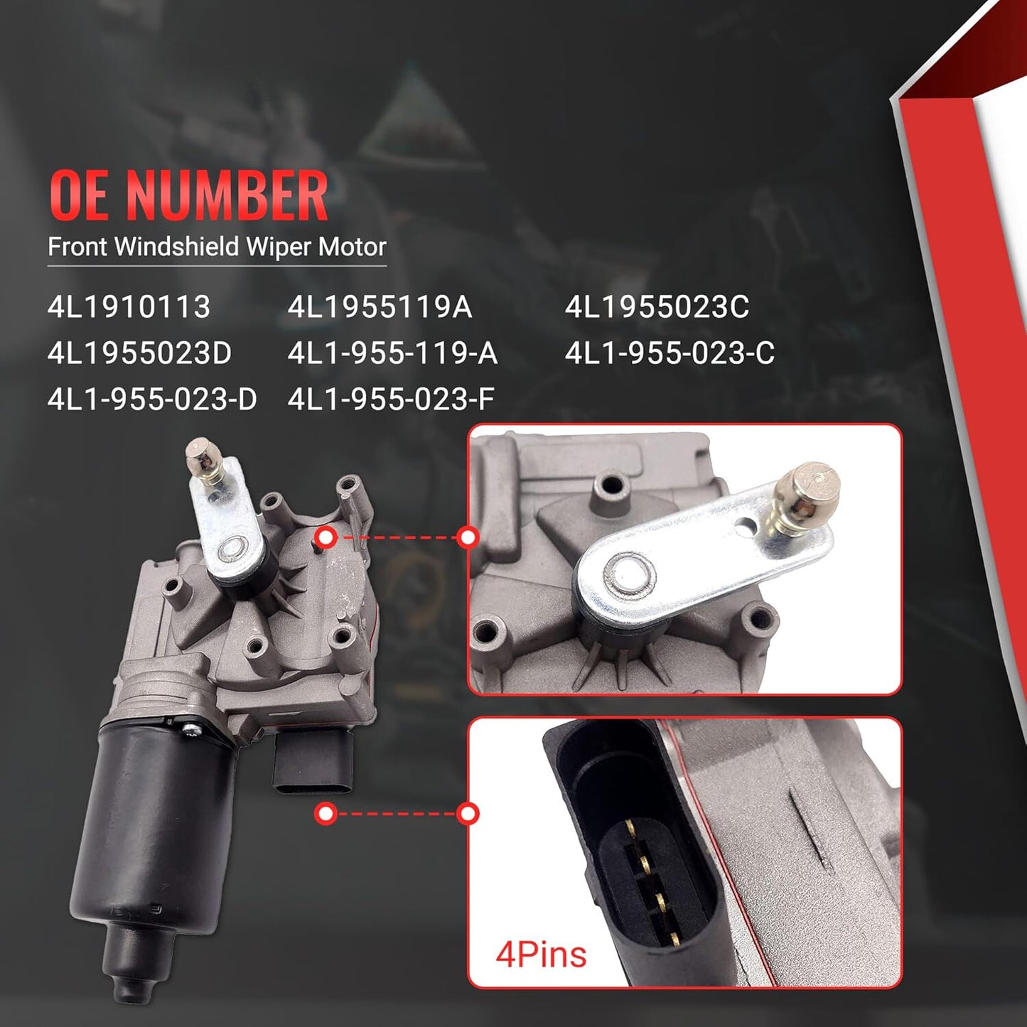 ya 5 8.7 Front Windshield Wiper Motor for 2007-2015 for Audi Q7 3.0 3.6L 4L1910113 4L1955119A