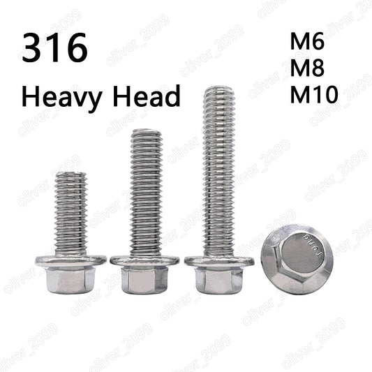 316 Stainless Steel Hexagon Flange Bolts Heavy Series M6 M8 M10