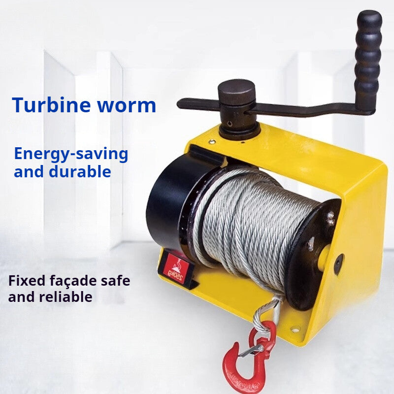 Heavy Duty Winch with Brake Manual Winch Turbine Worm Gear Hand Crank Tractor