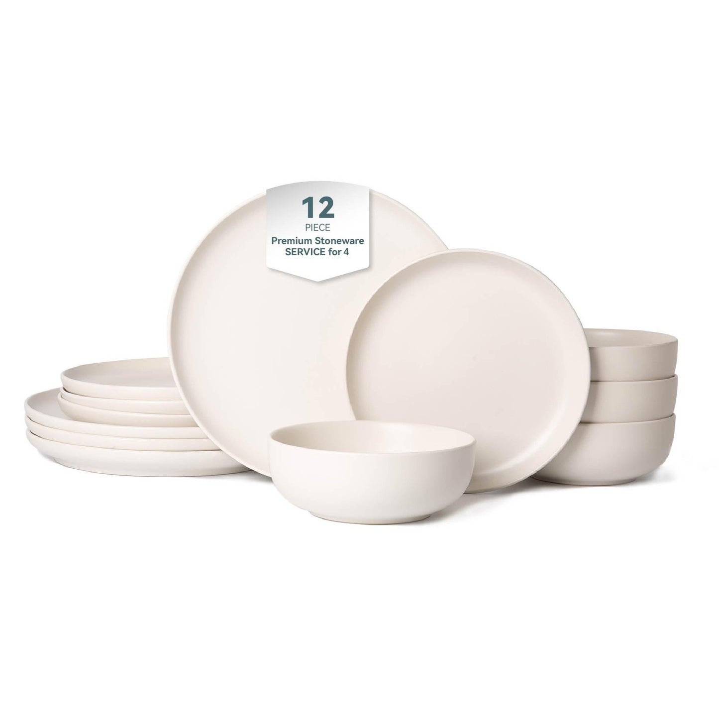 ya 28 Stoneware Plates & Bowls Set Microwave Safe 12-Piece | Dishwasher Safe Non-Toxic