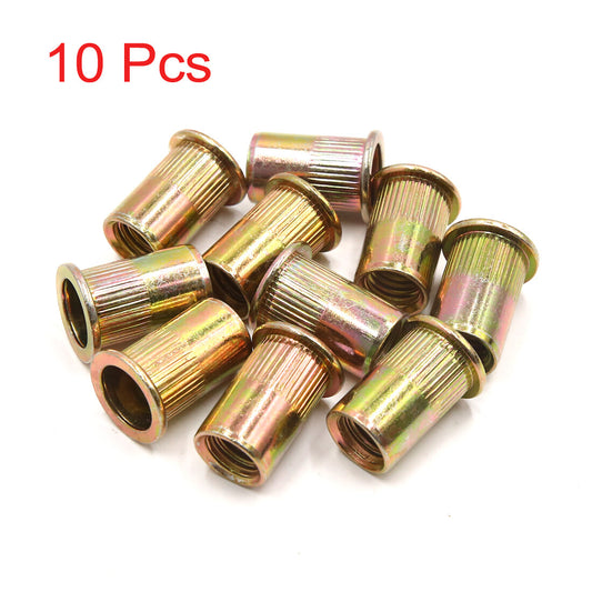ya 2 7.15 10Pcs 1/2-13 UNC Car Flat Head Rivet Nut Insert Bronze Tone