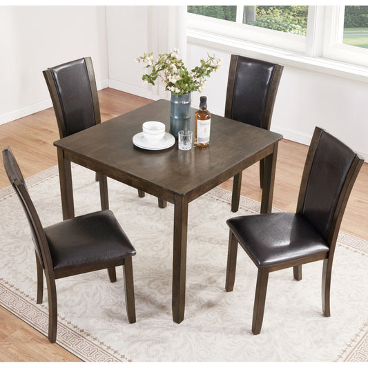 ya 28 5-Piece Wooden Dining Table Set with Chairs for Dining Room/Kitchen, Dark Walnut