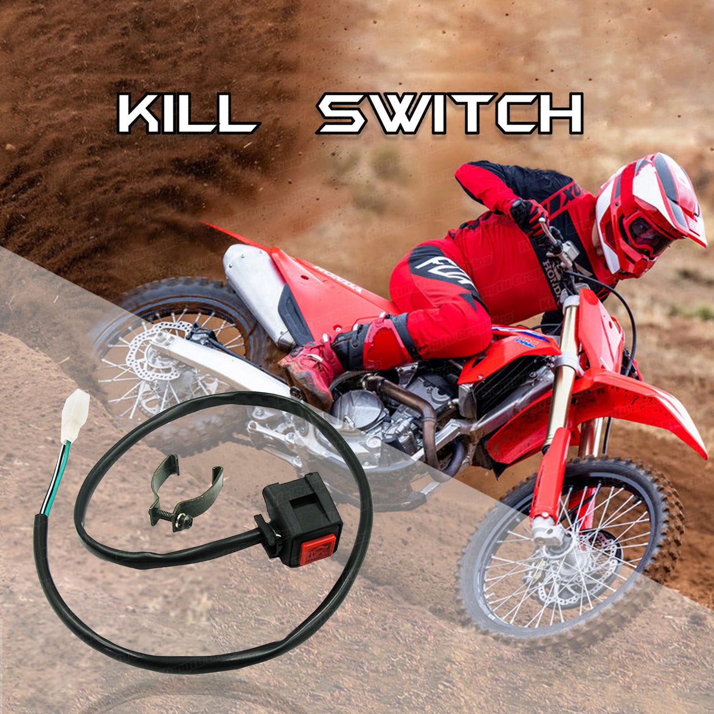 ya 1 7.4 Motorcycle Handlebar Engine Kill Switch Button Red Universal for Scooter ATV