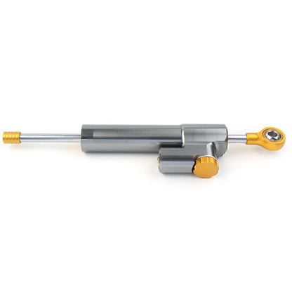 ya 5 8.7 9.4 inch Motorcycle Adjustable Steering Damper Gray Gold Universal