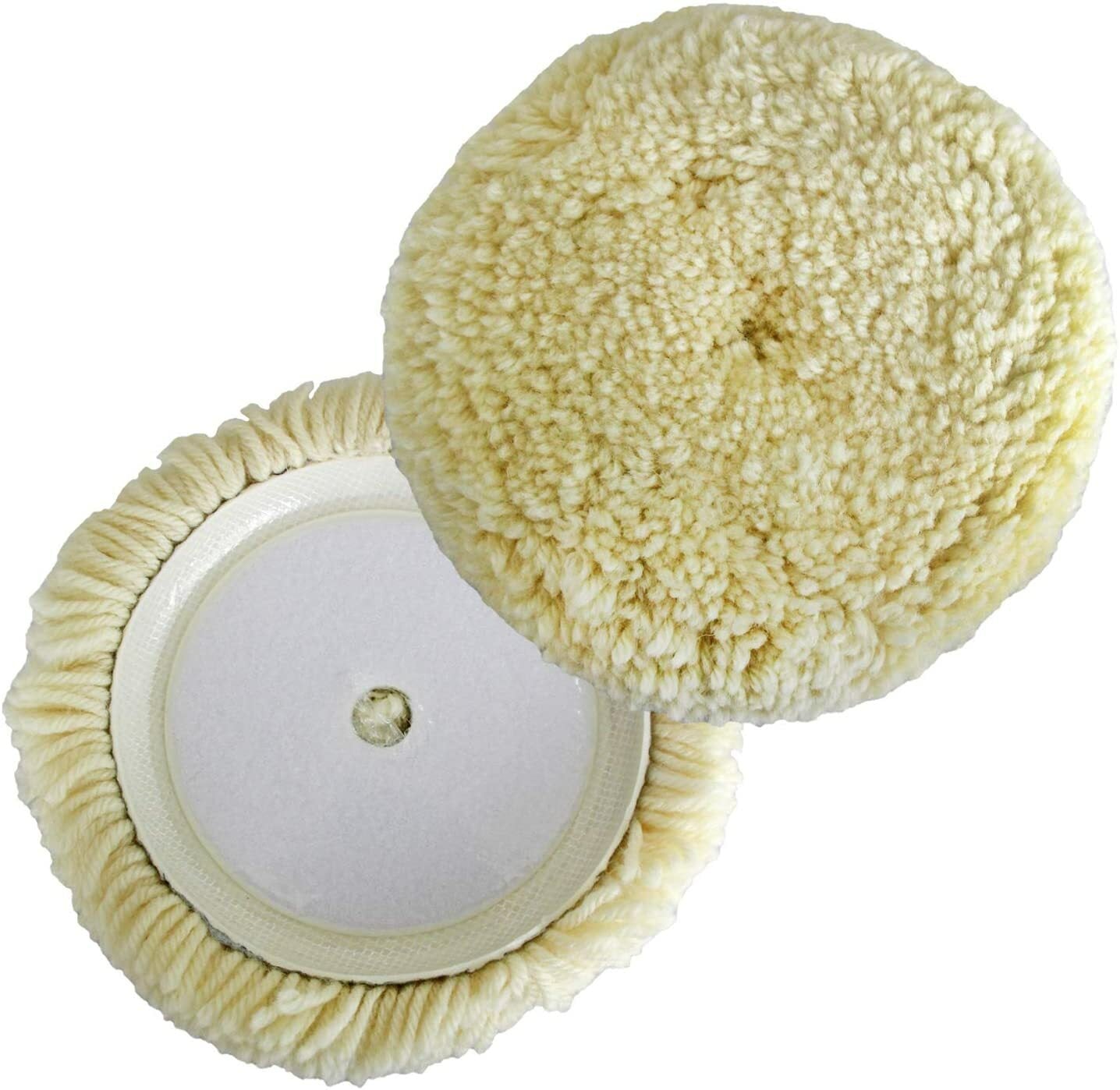 ya 12 5.22.2 3 Inch Polishing Pads Buffers 2 Pack Natural Wool Hook and Loop Grip Buffers 