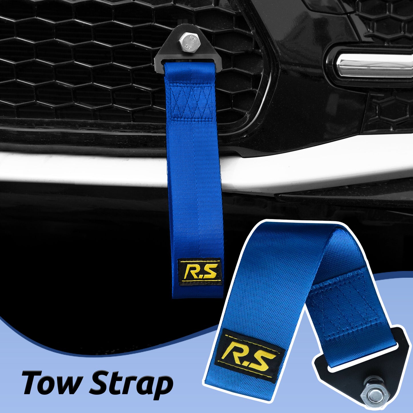 ya 2 6.26.2 Car Tow Rope High Strength Racing Sports Drift Rally Towing Blue Strap Belt Hook