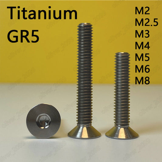 Titanium GR5 Hex Socket Bolts Countersunk Head Screws M2 M2.5 M3 M4 M5 M6 M8