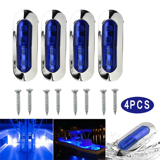 ya 1 7.4 Lamp Marine Boat 12-24V 4PCS Blue Cabin Deck Courtesy Lights RV Trailer