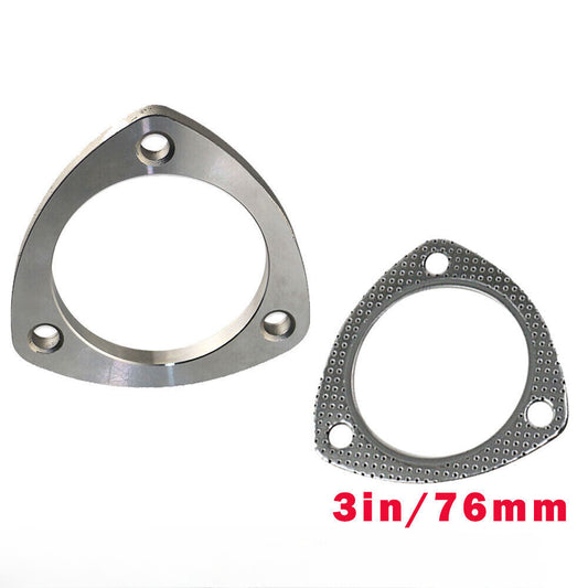 ya 1 6.30 Set of 3-inch 3-bolt stainless steel connector rear pipe flange + gasket