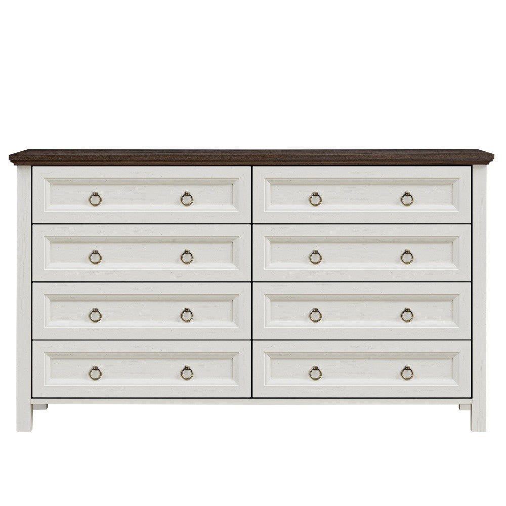 ya 28 Walnut Farmhouse Rustic 8-Drawer Chest of Drawers Dresser Tall Storage Organizer