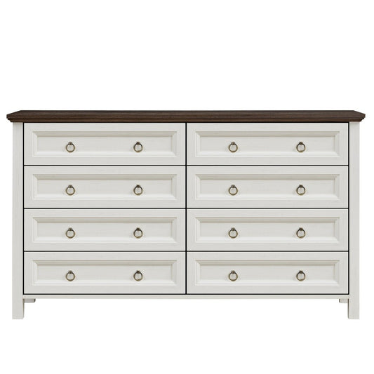 ya 28 Walnut Farmhouse Rustic 8-Drawer Chest of Drawers Dresser Tall Storage Organizer