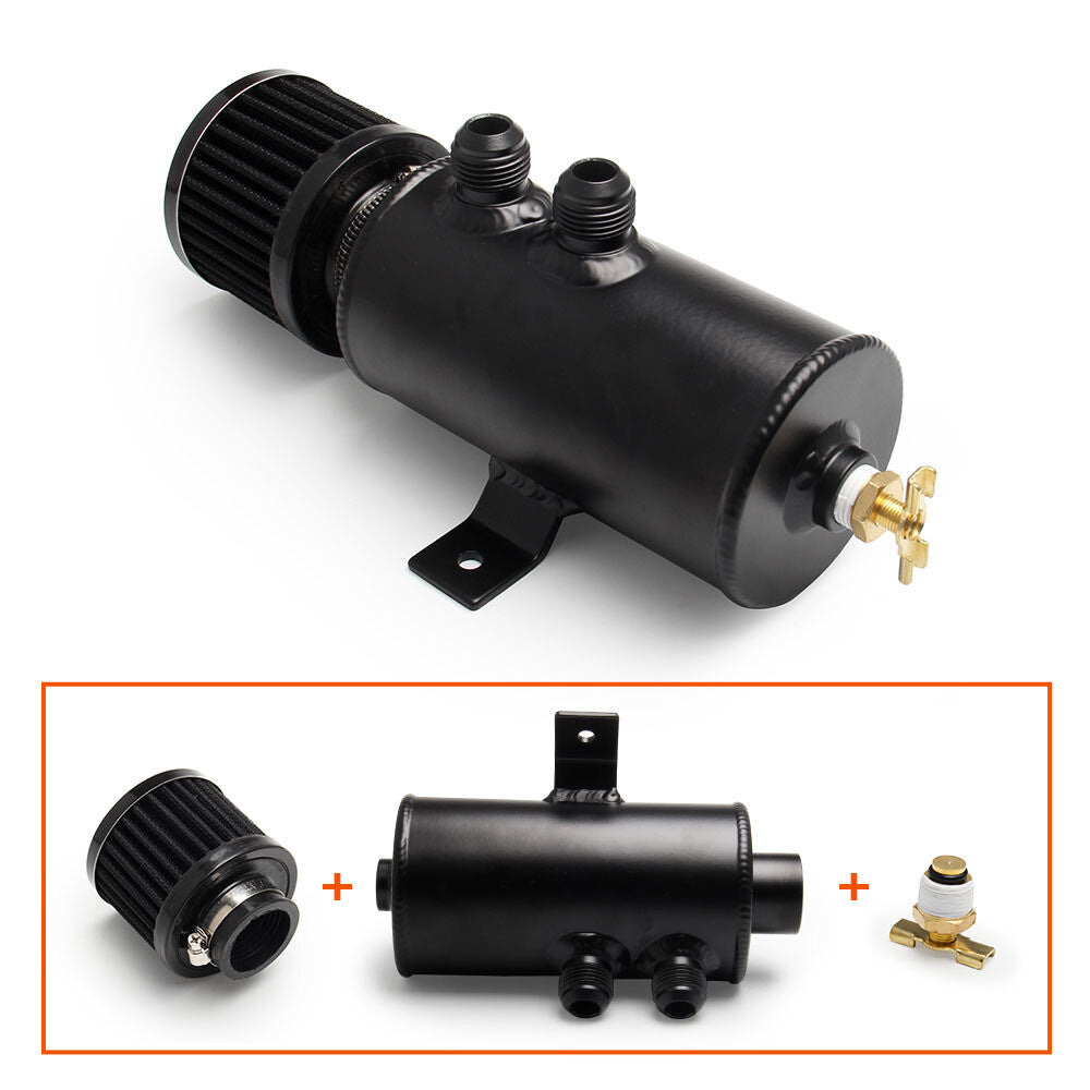 ya 1 7.3 Universal Oil Catch Can Kit Reservoir Baffled Tank with Breather Filter Aluminum