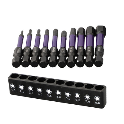 ya 26 10Pcs Magnetic Hex Head Screwdriver Bit Set 1/4 Shank Screwdriver Bit H1.5-H6