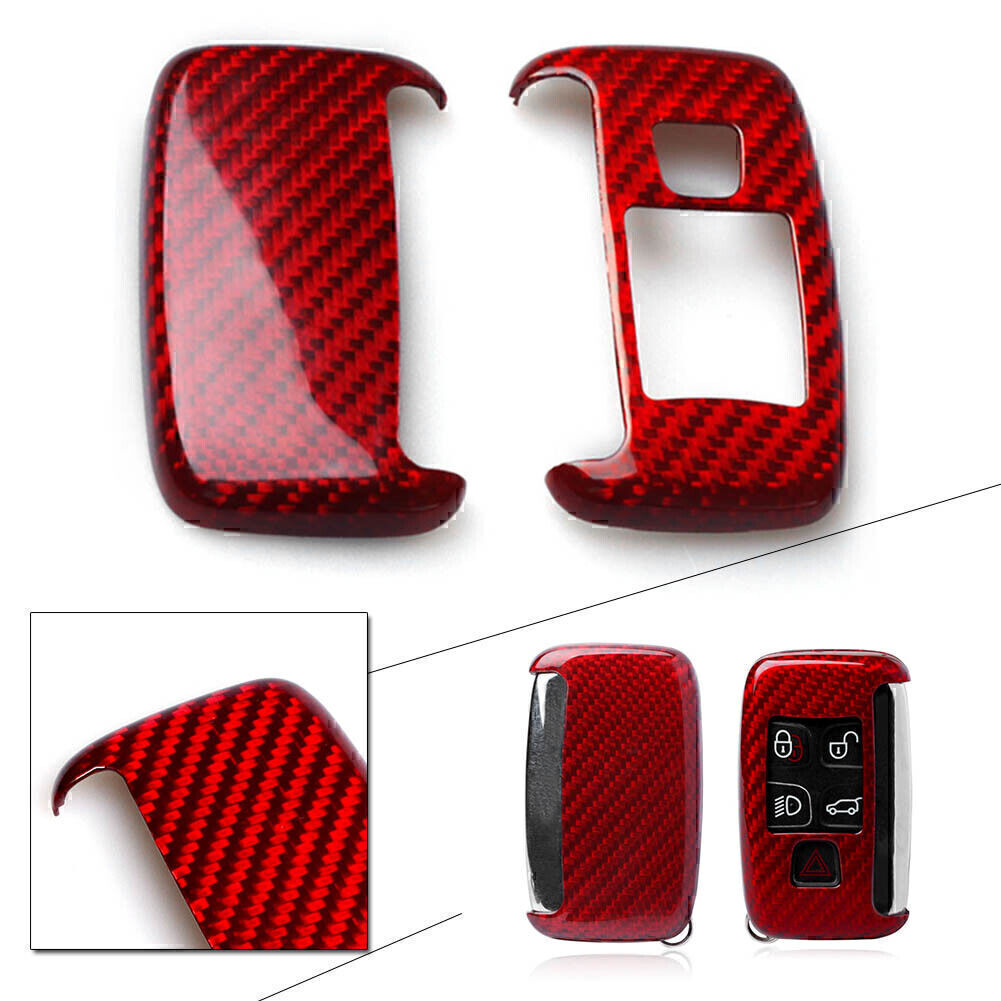 ya 5 8.7 Car Remote Key Fob Cover Case Fit for Land Rover for Jaguar Carbon Fiber Red po
