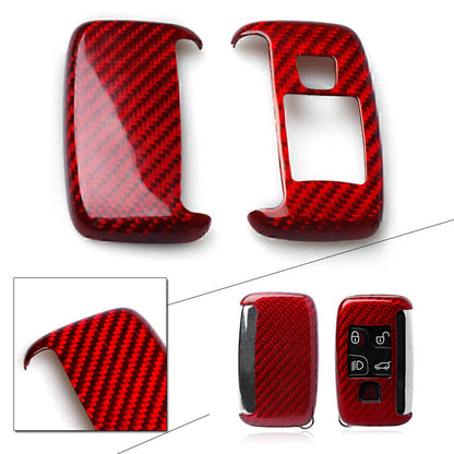 ya 5 8.7 Car Remote Key Fob Cover Case Fit for Land Rover for Jaguar Carbon Fiber Red po