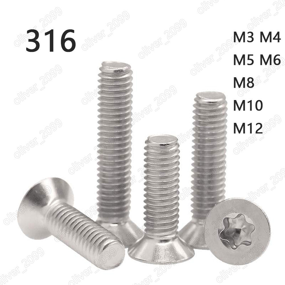 316 Stainless Steel Torx Socket Countersunk Head Screws M3/M4/M5/M6/M8/M10/M12