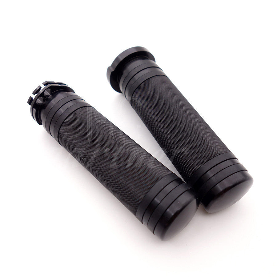 ya 5 8.7 1 Black CNC Knurled Handlebar Hand Grips for Harley V-Rod Touring Softail XL