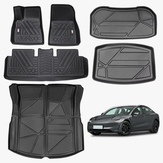ya 28 6PCS Odorless TPE Floor Mats for Tesla Model 3 2023-2025 Full Surround Liners