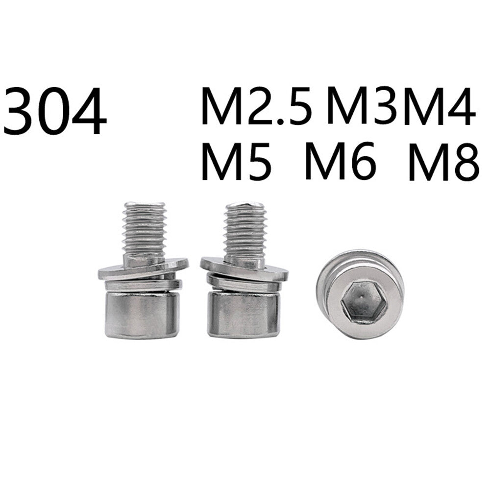 304 Stainless Steel Hex Socket Cap Head SEMS Screws With Flat Spring Washers