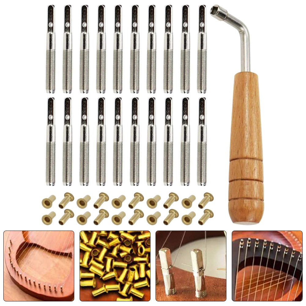 ya 11 6.8 1Set Lyre Harp Accessories Tuning Pegs with Wrench for Musicians