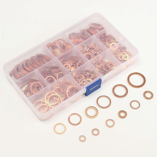 ya 12 5.21 12 Sizes 280x Solid Copper Crush Washers Seal Flat Ring Set For Car/Marine/Plant