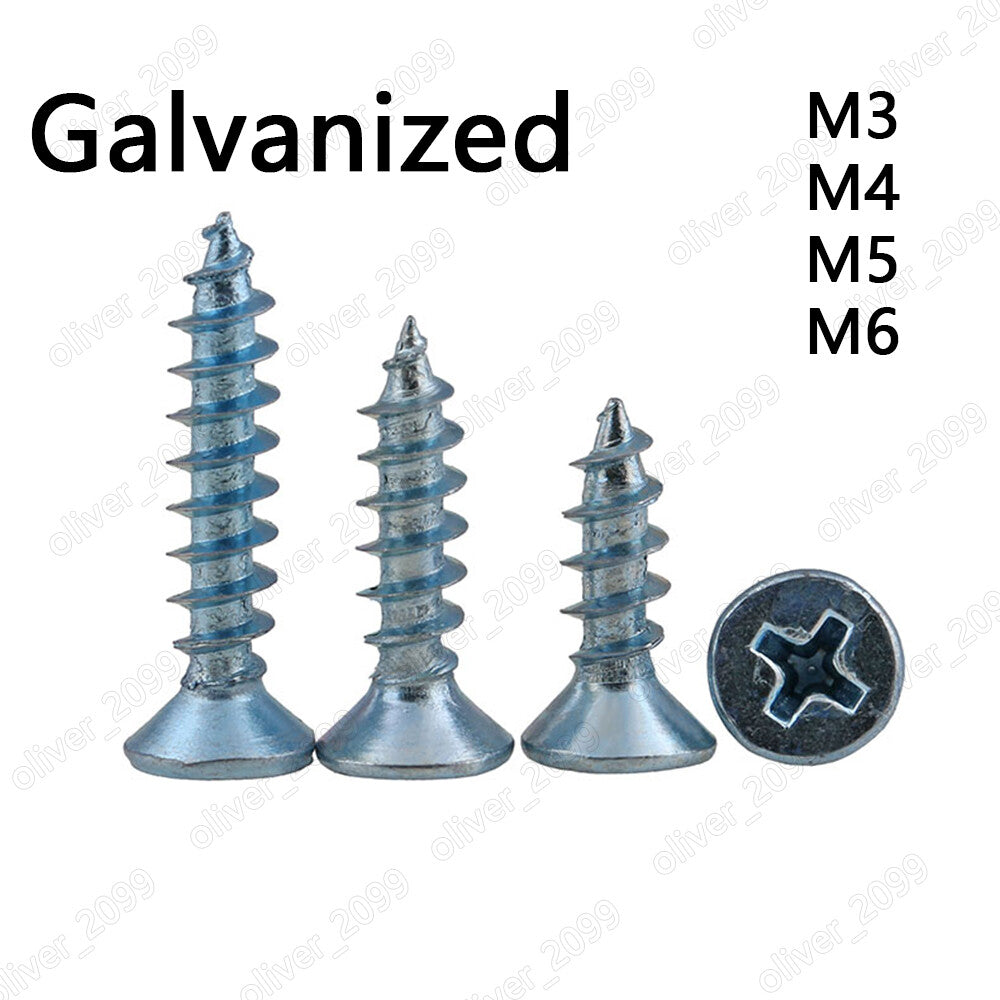 Galvanized Steel Phillips Countersunk Self Tapping Sheet Metal Screw M3 M4 M5 M6