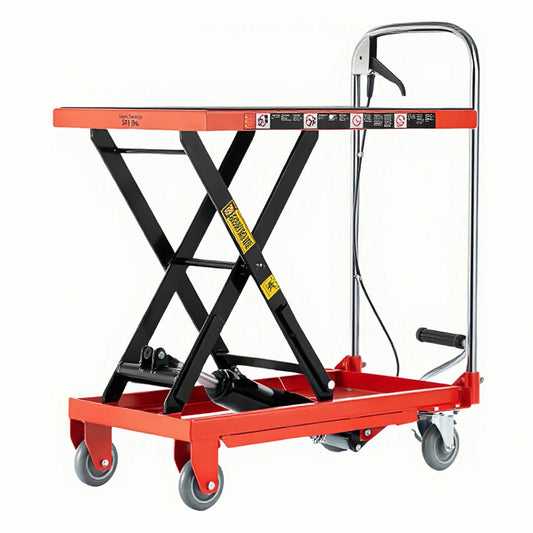 ya 16 Hydraulic Lift Table Cart Red - 500lbs Capacity, 28.5In Lift, Single Scissor