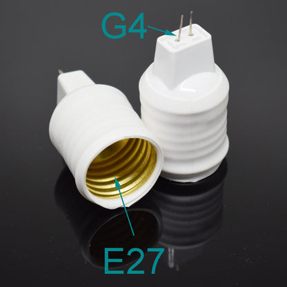 ya 14 10pcs White G4 Male to E27 Female Socket LED Halogen CFL Light Bulb Lamp Adapter