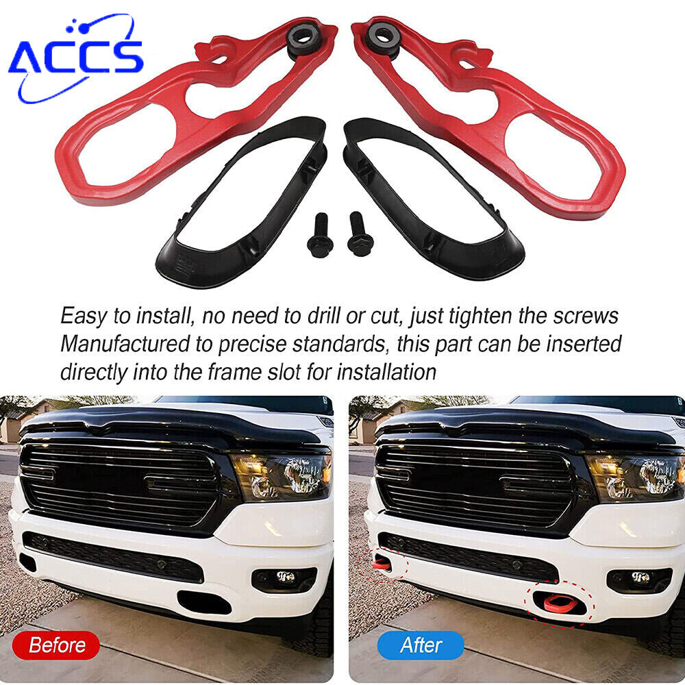 ya 5 8.7 Heavy Duty Front LH and RH Tow Hook with Hardware for Dodge 19 - 22 for Ram 1500 DT
