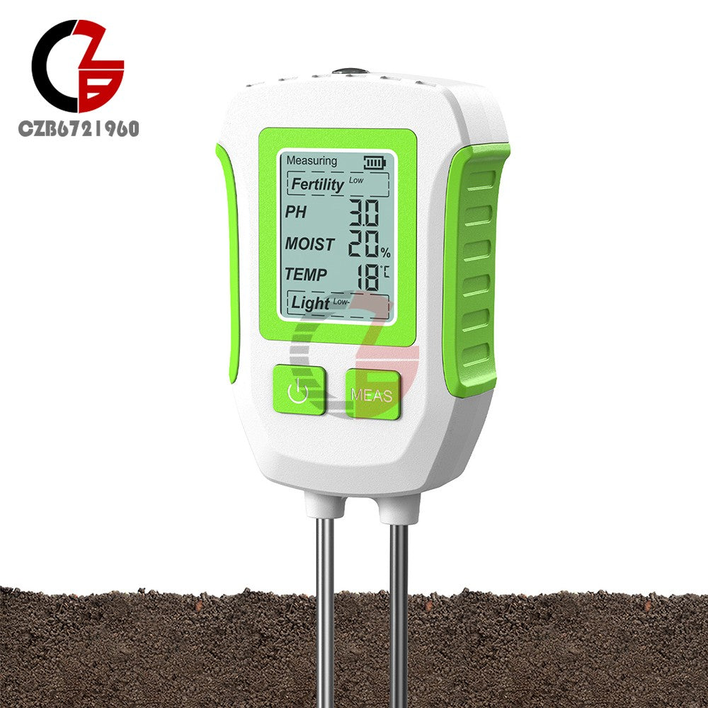 ya 26 5-in-1 LCD Soil Tester Dual-Probe Moisture Meter PH Fertility Temp Light Meter