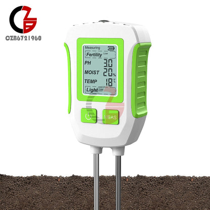 ya 26 5-in-1 LCD Soil Tester Dual-Probe Moisture Meter PH Fertility Temp Light Meter