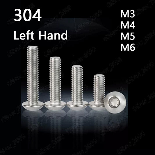 Left Hand 304 Stainless Steel Hex Socket Bolts Button Head Screw M3 M4 M5 M6