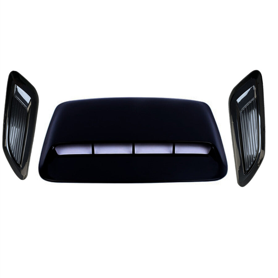 ya 10 5.28.3 3x Glossy Black ABS Car Air Flow Intake Hood Scoop Vent Bonnet Decorative Cover