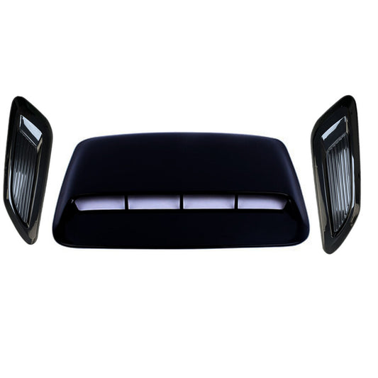 ya 10 5.28.3 3x Glossy Black ABS Car Air Flow Intake Hood Scoop Vent Bonnet Decorative Cover