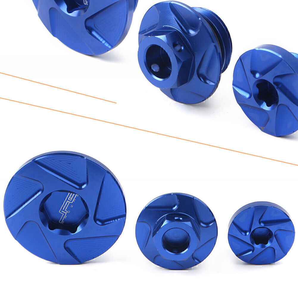 ya 3 6.23 For YZ250F 01-13 YZ450F 03-05 Blue CNC Engine Timing Oil Filter Plugs Bolts