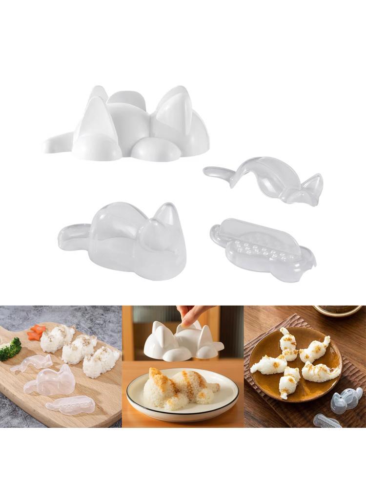 ya 26 2Pcs Onigiri Molds Cats Animal Shape Sushi Mould Practical Kitchen Gadgets