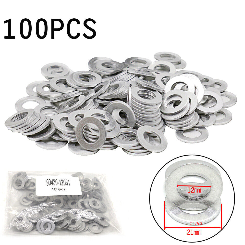 ya 12 5.21 500 Pieces Aluminum Oil Drain Plug Washer Suitable for Toyota for Lexus for Scion Crush Washer Seal 
