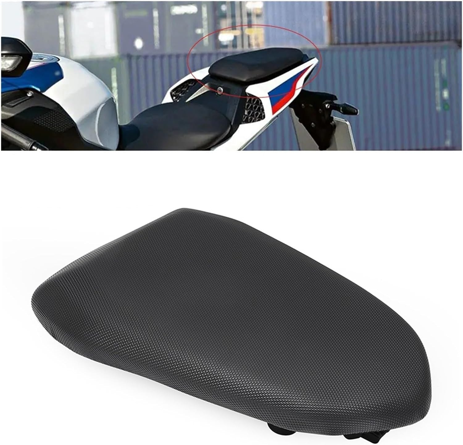 ya 5 8.7 Rear passenger cushion for SEAT suitable for BMW S1000RR 2019-2024 M1000RR 2021-2024 black