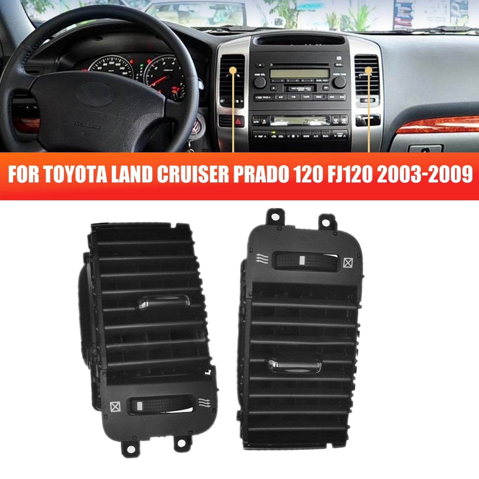 ya 9 6.5 A pair of left and right dashboard air vents for 03-09 for Toyota for Land Cruiser Prado 120 FJ120