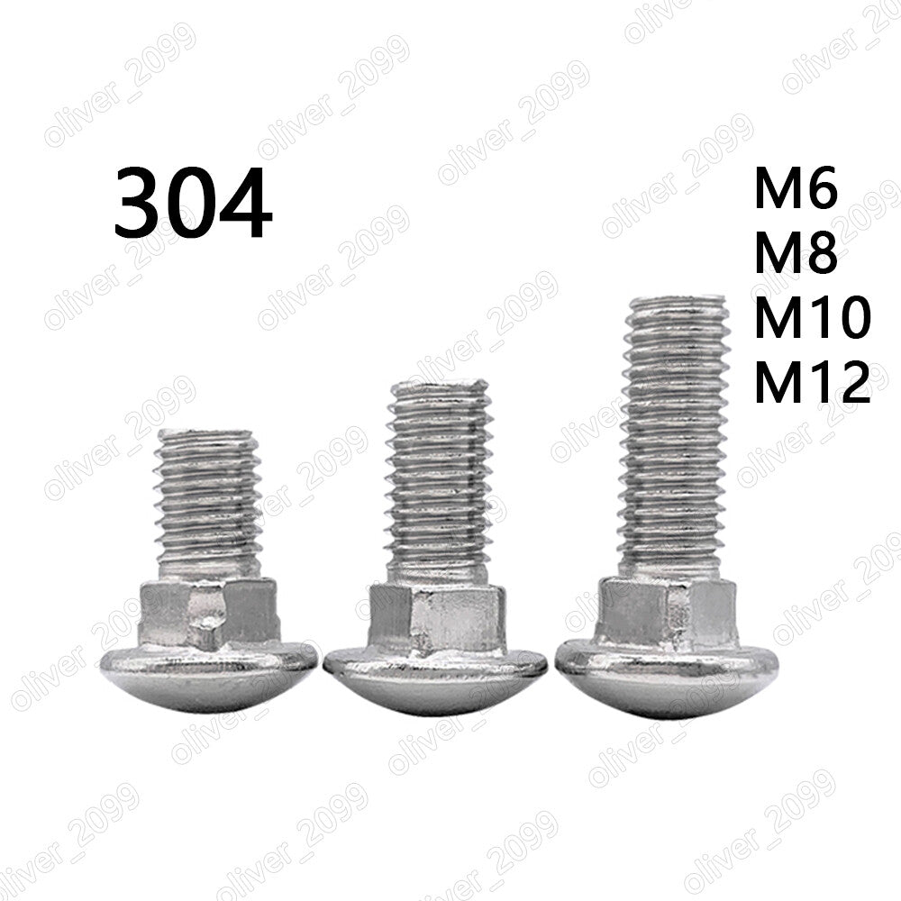 M6 M8 M10 M12 304 Stainless Steel Mushroom Head Square Neck Bolts Screws DIN603