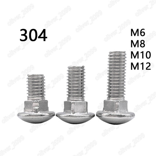 M6 M8 M10 M12 304 Stainless Steel Mushroom Head Square Neck Bolts Screws DIN603