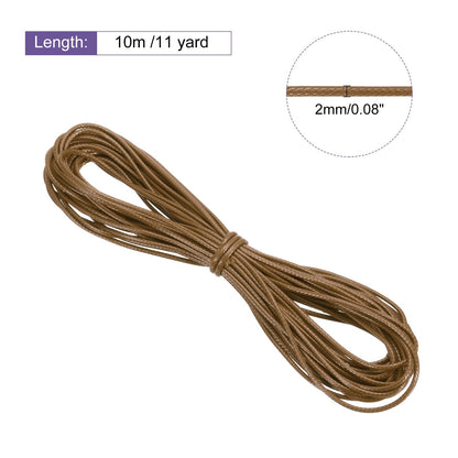 ya 5 8.7 Coffee 2mm Waxed Cord 11 Yard Wax Bead Thread String for Jewelry Make