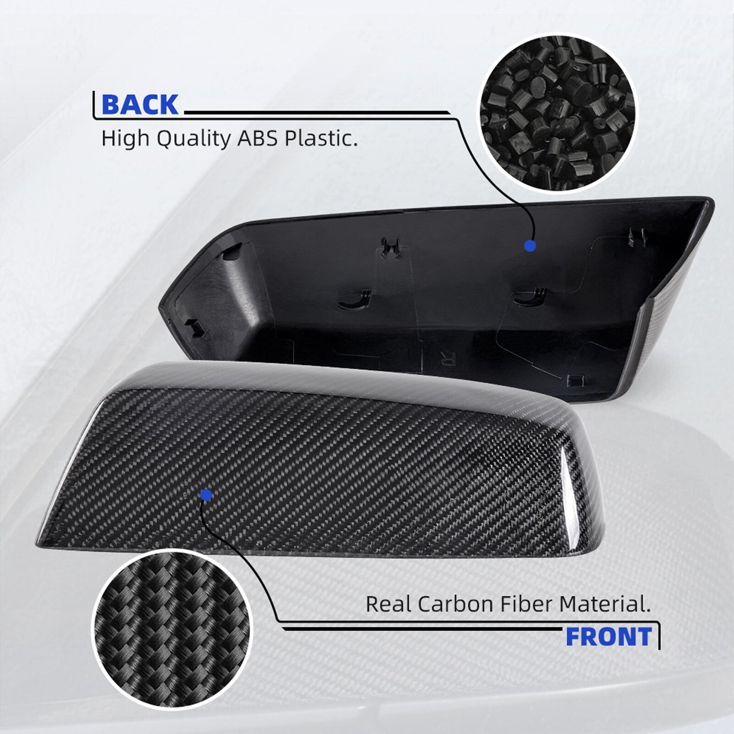 ya 1 8.5.4 For Silverado for Sierra 2014-2019 Glossy Real Carbon Fiber Mirror Cover Caps 2PCS