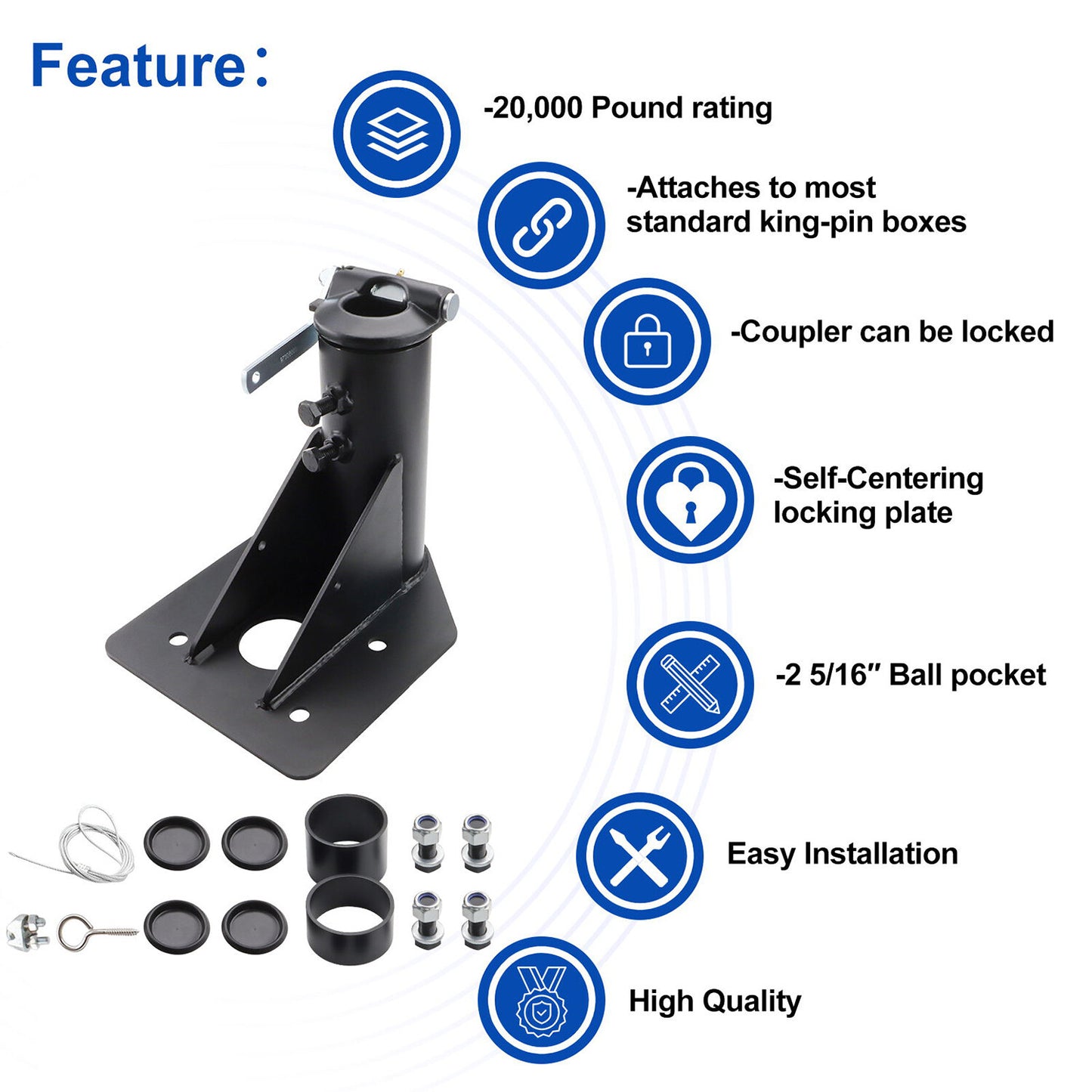 ya 5 8.7 12 - 17 Adjustable Fifth (5th) Wheel For Camper RV Adapter Hitch to Gooseneck