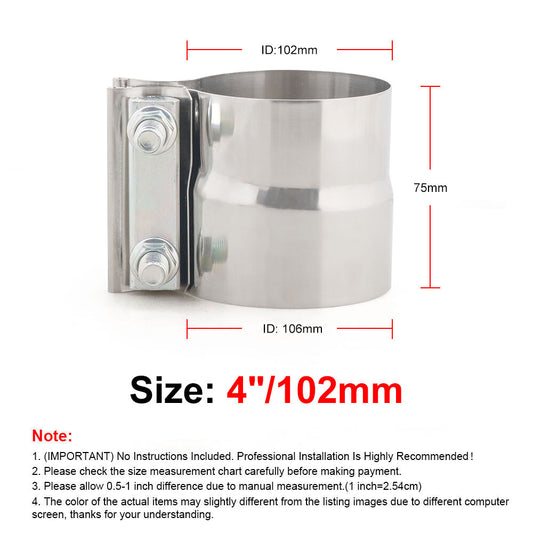 ya 1 6.30 2x 4 Lap Joint Reducing Band Clamp For Muffler Sleeve Coupler Stainless